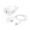 Hama Set rýchla USB nabíjačka USB-C PD 20 W + kábel USB-C Lightning 1 m, biely
