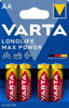 Varta Alkalická betéria Longlife Max Power LR6 (AA) 4ks