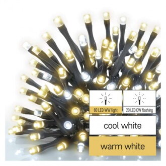 EMOS Standard LED spojovacia vianočná reťaz blikajúca, 10 m, vonkajšia, teplá/studená biela