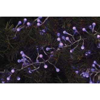EMOS LED vianočná reťaz – strapec, 2,4m, vonkajšia, fialová, čas.