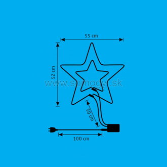 home NEON 3  dvojitá hviezda Neon-light, 55 x 52 cm, ľadovo modrá/žltá