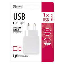 EMOS Univerzálny USB adaptér QUICK do siete 2,4A (18W) max.