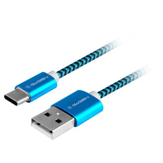 GoGEN Kábel USB/USB-C, 1m, opletený, modrý