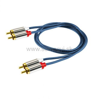 Audio kábel, 2 RCA kovová vidlica-2 RCA kovová vidlica, 1 m