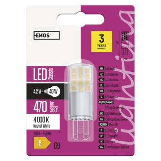 EMOS LED žiarovka Classic JC, 4,2 W, ZQ9543