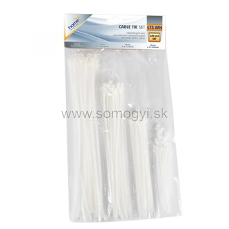 Somogyi Sada káblových sťahovacích pások, biela, 120 ks