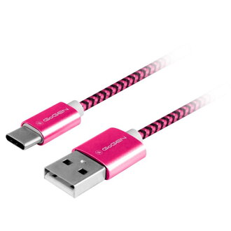 GoGEN USB/ USB-C, 1m, opletený ružový