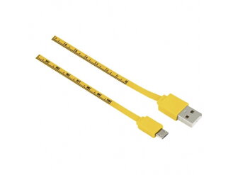 Hama Micro USB kábel Meter, 1 m, meradlo, žltý