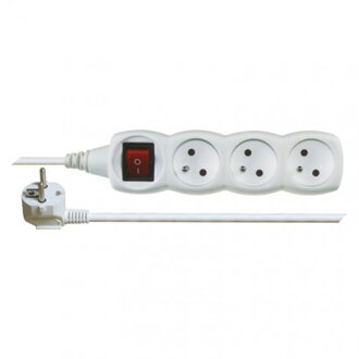 EMOS Predlžovací kábel s vypínačom – 3 zásuvky, 7m, biely