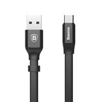 Baseus Nimble Series plochý nabíjací / dátový kabel USB-C 23cm, černá