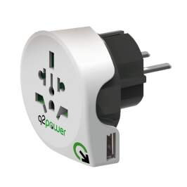 Q2 power Cestovný adaptér, "World to Europe USB"
