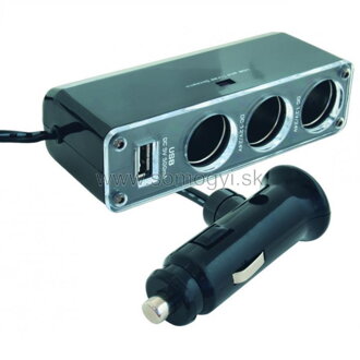 SAL Rozdeľovacia zásuvka autozapaľovača, trojitá + USB zásuvka