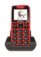 Evolveo EVOLVEO EasyPhone, mobilní telefon pro seniory s nabíjecím stojánkem (červená barva)