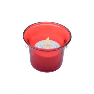 home CDG 1/RD LED čajová sviečka vo farebnom sklenenom svietniku