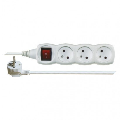 EMOS Predlžovací kábel s vypínačom – 3 zásuvky, 1,5m, biely