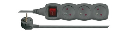 EMOS Predlžovací kábel s vypínačom – 3 zásuvky, 1,5m, čierny