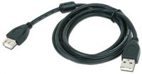 Gembird Kábel USB 2.0 A-A predlžovací 3m Premium (čierny, ferit, pozlátené kontakty)