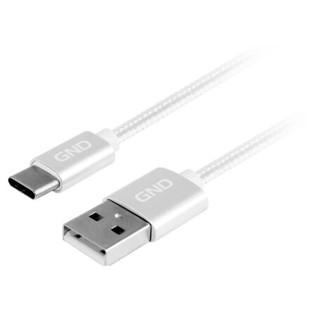 GND USB / USB-C kábel 1m, opletený, strieborný