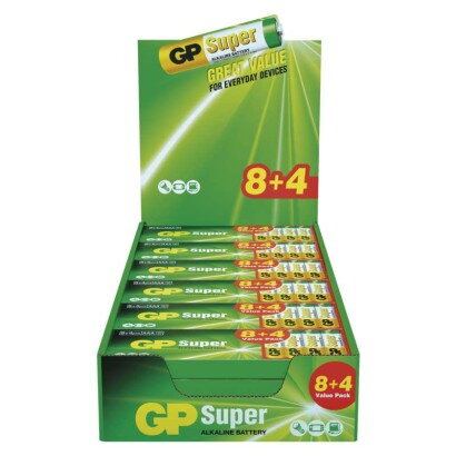 GP Alkalická batéria Super LR03 (AAA) 8+4