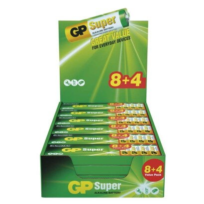 GP Alkalická batéria Super LR6 (AA), 8+4 