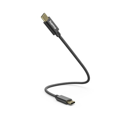Hama Kábel USB-C 2.0 typ C-C 0,2 m, opletený, čierny