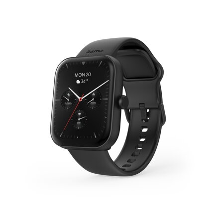 Hama Smart hodinky 5000, funkcia telefonovania, vode odolné IP68, Siri/ Google Assistant, čierne