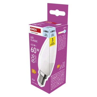 EMOS LED žiarovka Classic sviečka 6,5 W, ZQ3E44