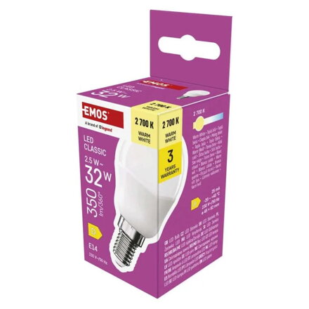 EMOS LED žiarovka Classic Mini Globe 2,5 W, ZQ1D11