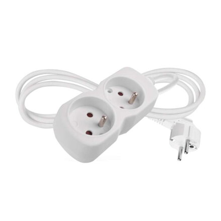 EMOS Predlžovací kábel 1,4 m / 2 zásuvka / biely / PVC / 1 mm2