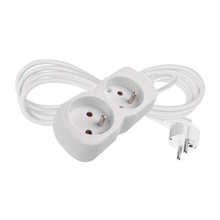 EMOS Predlžovací kábel 2 m / 2 zásuvka / biely / PVC / 1 mm2