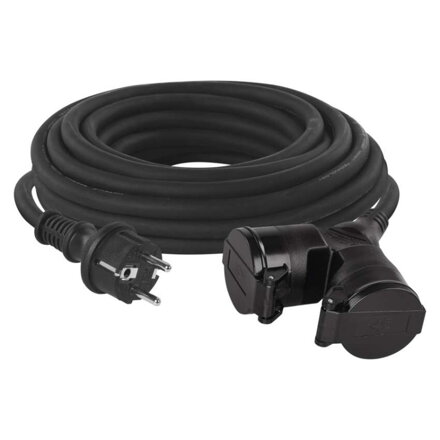EMOS Vonkajší predlžovací kábel 10 m / 2 zásuvky / čierny / guma / 230 V / 1,5 mm2