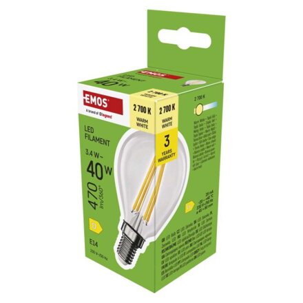 EMOS LED žiarovka Filament Mini Globe 3,4 W, ZF1D22