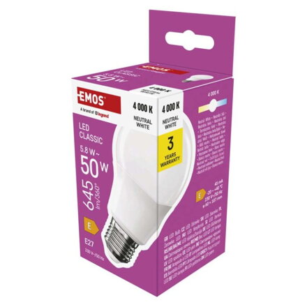 EMOS LED žiarovka Classic A60 5,8 W, ZQ5E33