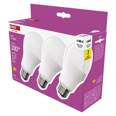 EMOS LED žiarovka Classic A60 13 W, ZQ5E63.3