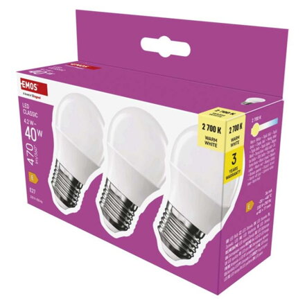 EMOS LED žiarovka Classic Mini Globe 4,2 W, ZQ6E21.3