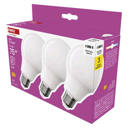 EMOS LED žiarovka Classic A60 9,5 W, ZQ5E53.3