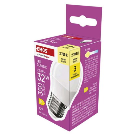 EMOS LED žiarovka Classic Mini Globe 2,5 W, ZQ6D11