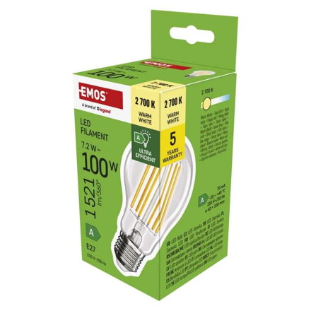 EMOS LED žiarovka Filament A60 A CLASS 7,2 W, ZF5167