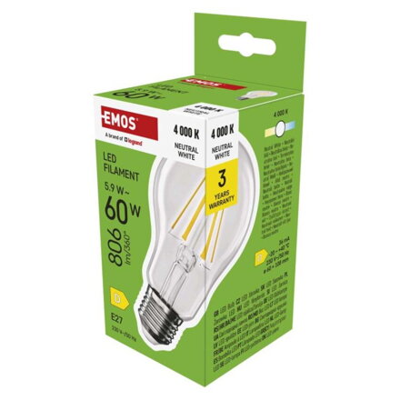EMOS LED žiarovka Filament A60 5,9 W, ZF5D43