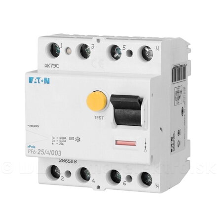 Eaton Prúdový chránič 4p 25/4/0,03-AC PF6