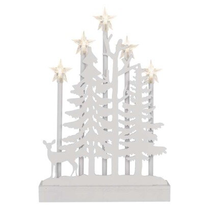 EMOS DCAW13 LED drevená dekorácia – les s hviezdami, 35,5 cm, teplá biela