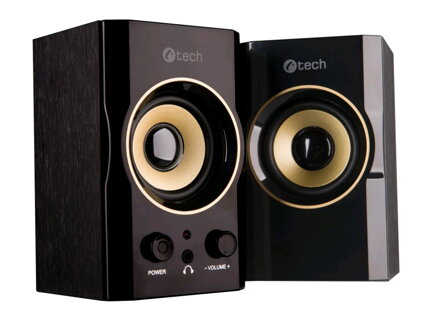 C-TECH SPK-11 Reproduktory drevené, čierno-zlaté 