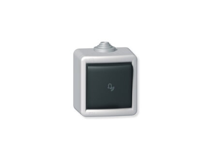 Tlačidlo kovové na povrch IP55 10A antracit/šedá