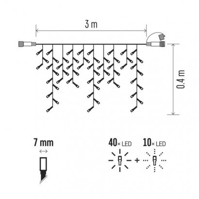 EMOS D2CW03 Profi LED spojovacia reťaz blikajúca s cencúľmi, 3 m, teplá biela