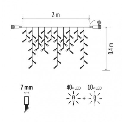 EMOS D2CW03 Profi LED spojovacia reťaz blikajúca s cencúľmi, 3 m, teplá biela