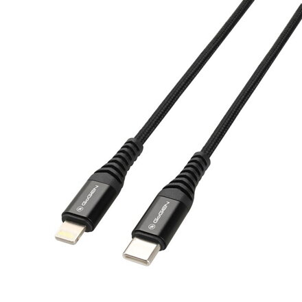 GoGEN USB-C / Lightning, kábel, 1m, opletený, čierny