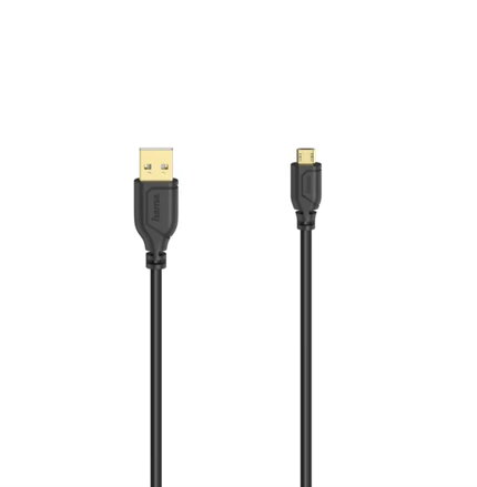 Hama micro USB 2.0 kábel Flexi - Slim 0,75 m, čierny