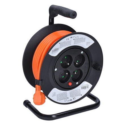 Solight Predlžovací prívod na bubne, 4 zásuvky, 15m