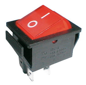 TIPA Prepínač kolískový 2pol./4pin ON-OFF 250V/15A pros. červený TIPA Prepínač kolískový 2pol./4pin ON-OFF 250V/15A pros. červený