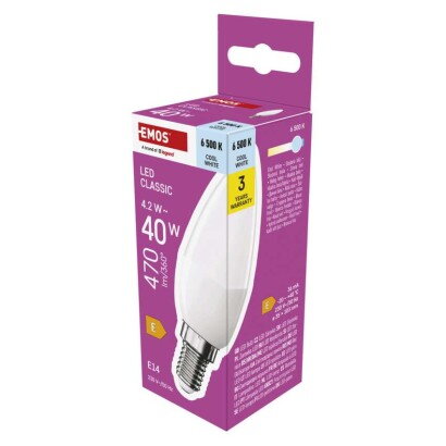 EMOS LED žiarovka Classic sviečka 4,2 W, ZQ3E24 EMOS LED žiarovka Classic sviečka 4,2 W, ZQ3E24